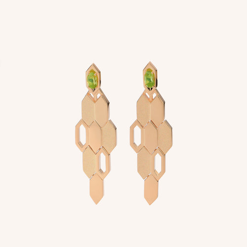 Formes Hexagone Peridot Drop Earrings