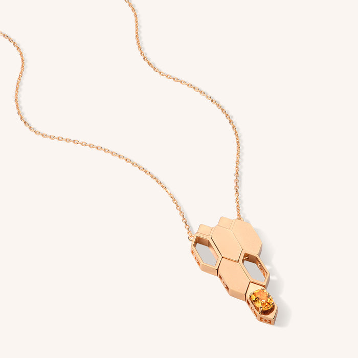 Formes Hexagone Citrine Charm Necklace