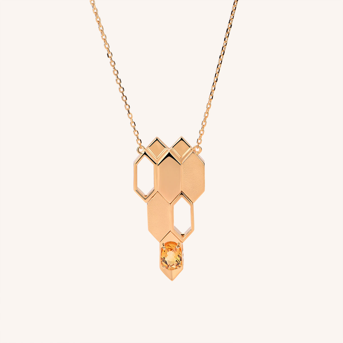 Formes Hexagone Citrine Charm Necklace