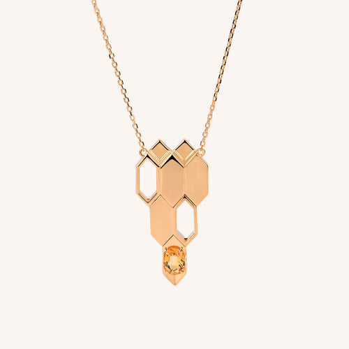 Formes Hexagone Citrine Charm Necklace