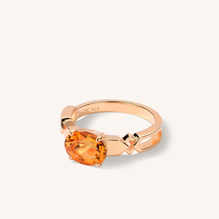 Formes Hexagone Citrine Ring