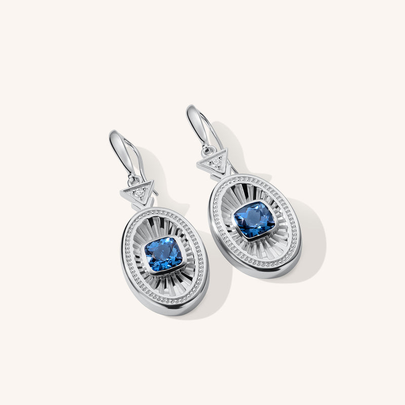 Rayons de Lumière Blue Topaz Silver Drop Earrings